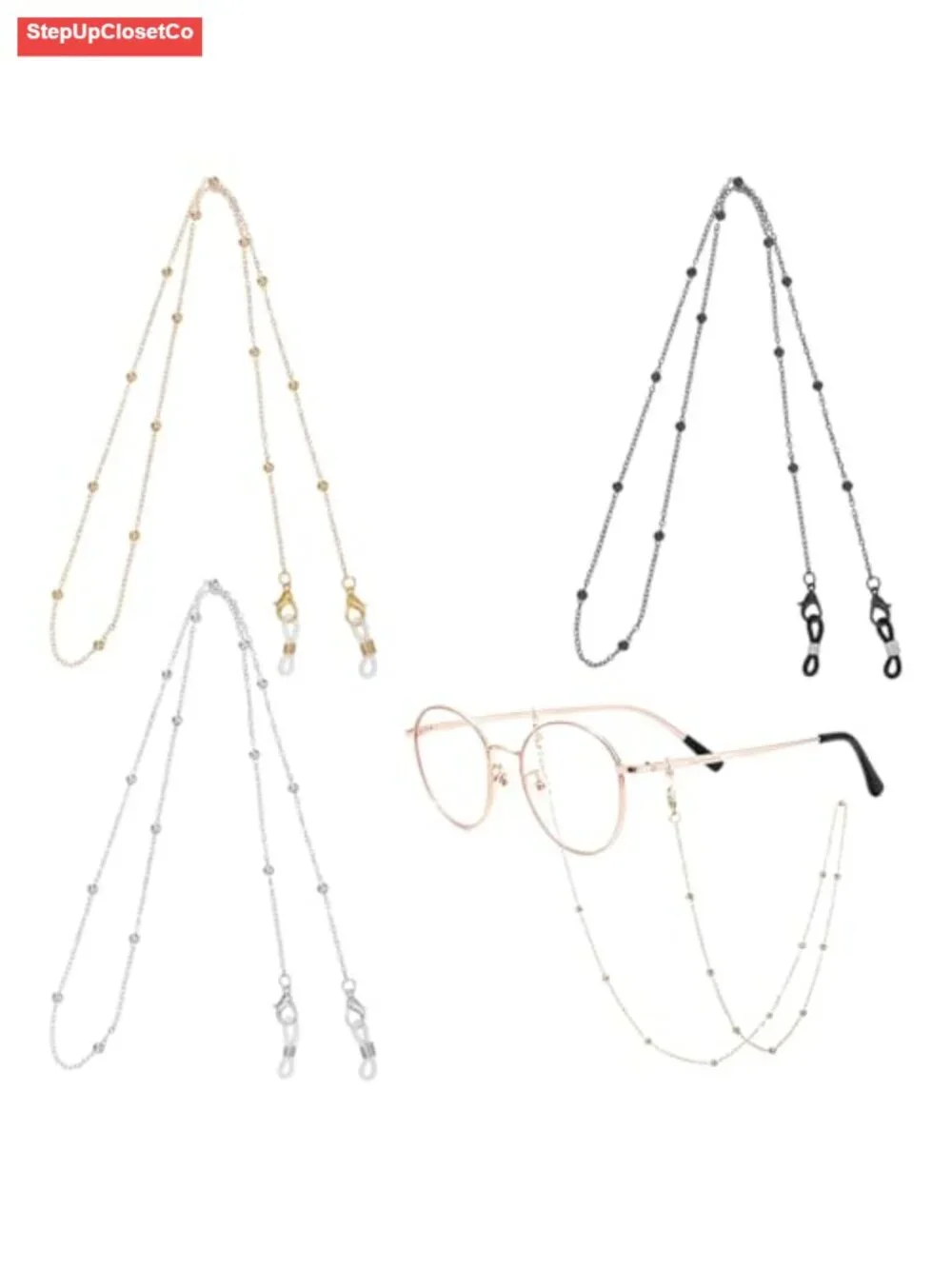 Vintage Beaded Glasses Chain for Women, 3 Pack Eyeglass Necklace Holder Strap